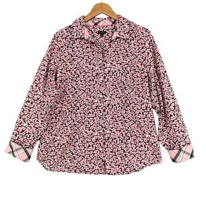 Talbots Women’s Floral Print Button‑Up Blouse Size 16 100% Cotton